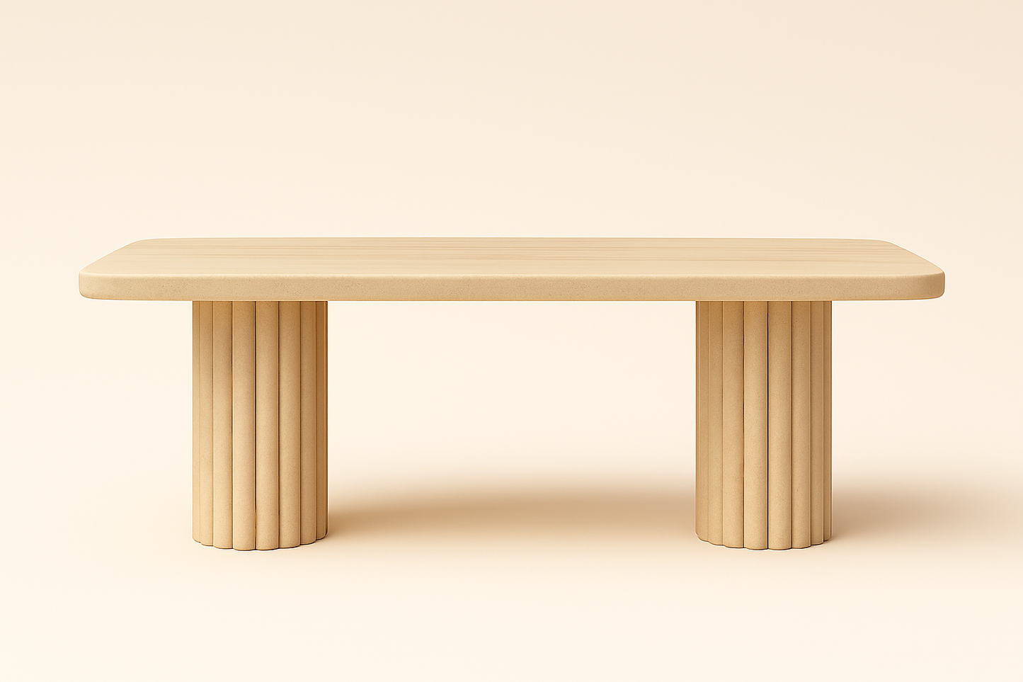CANOVA Travertine Marble Console Table – Fluted Column Pedestal Design