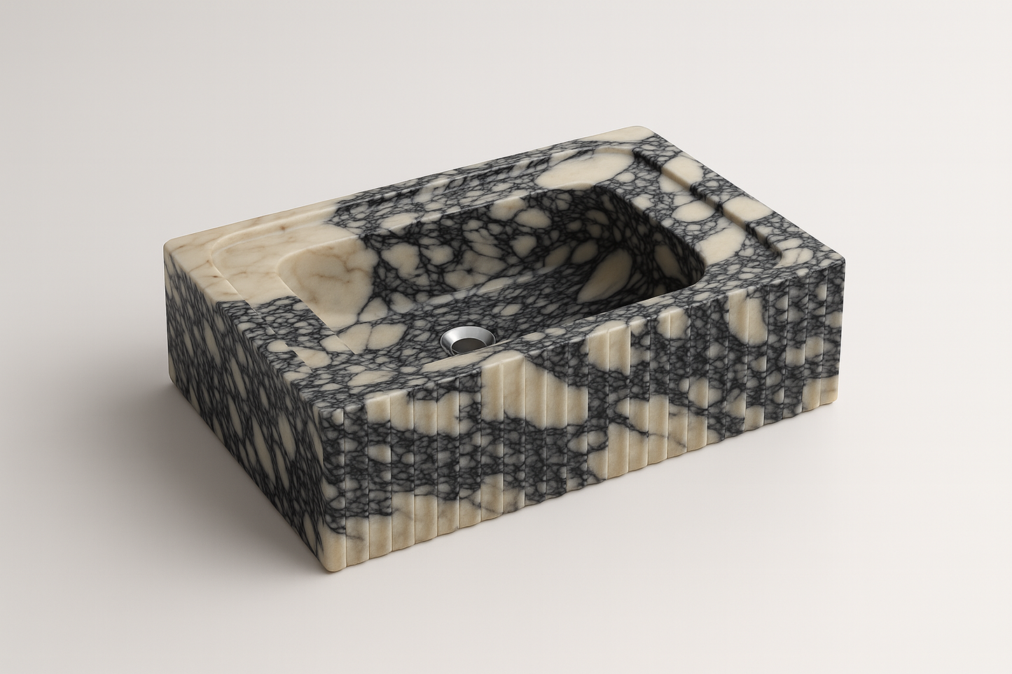 LINEA Calacatta Viola Marble Sink – Hand-Carved Rectangular Bathroom Basin