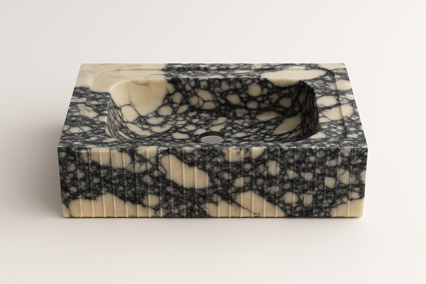 LINEA Calacatta Viola Marble Sink – Hand-Carved Rectangular Bathroom Basin
