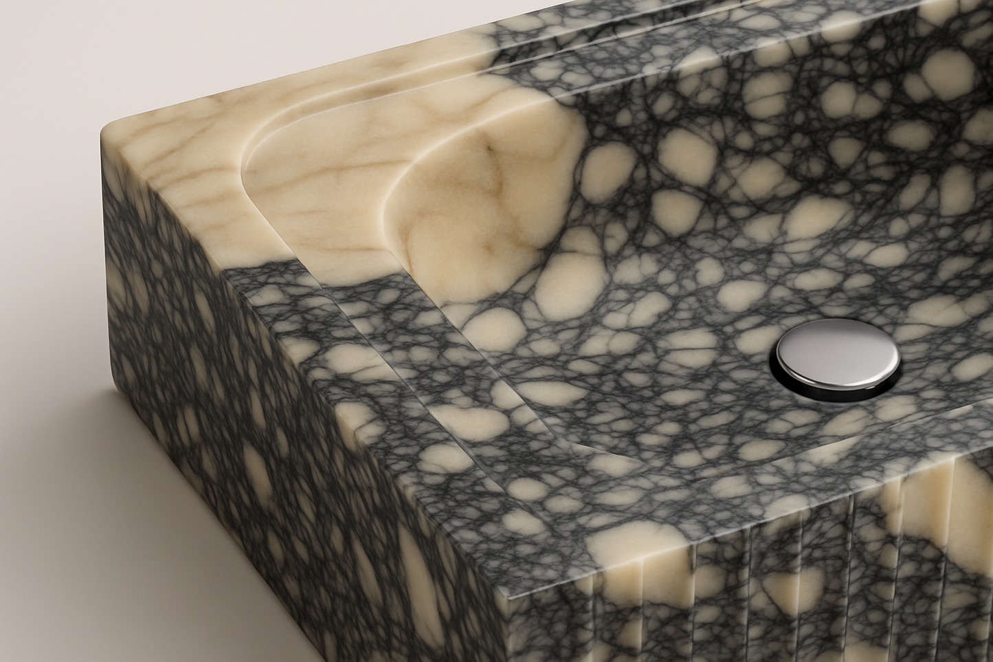 LINEA Calacatta Viola Marble Sink – Hand-Carved Rectangular Bathroom Basin
