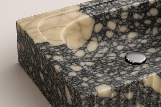 LINEA Calacatta Viola Marble Sink – Hand-Carved Rectangular Bathroom Basin