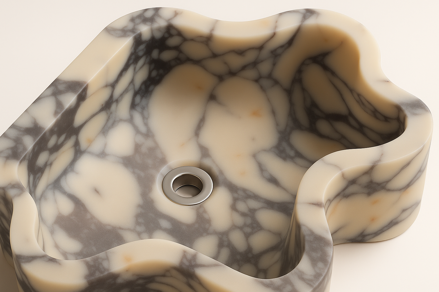 MAREA Calacatta Viola Marble Sink – Sculptural Wave-Form Bathroom Basin