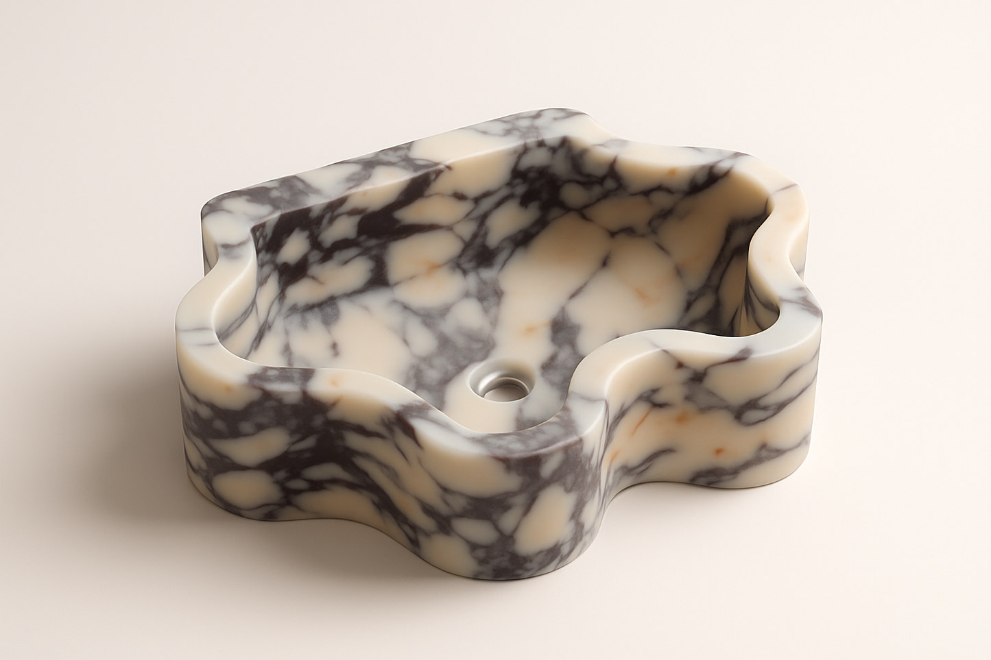 MAREA Calacatta Viola Marble Sink – Sculptural Wave-Form Bathroom Basin