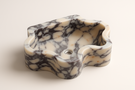 MAREA Calacatta Viola Marble Sink – Sculptural Wave-Form Bathroom Basin