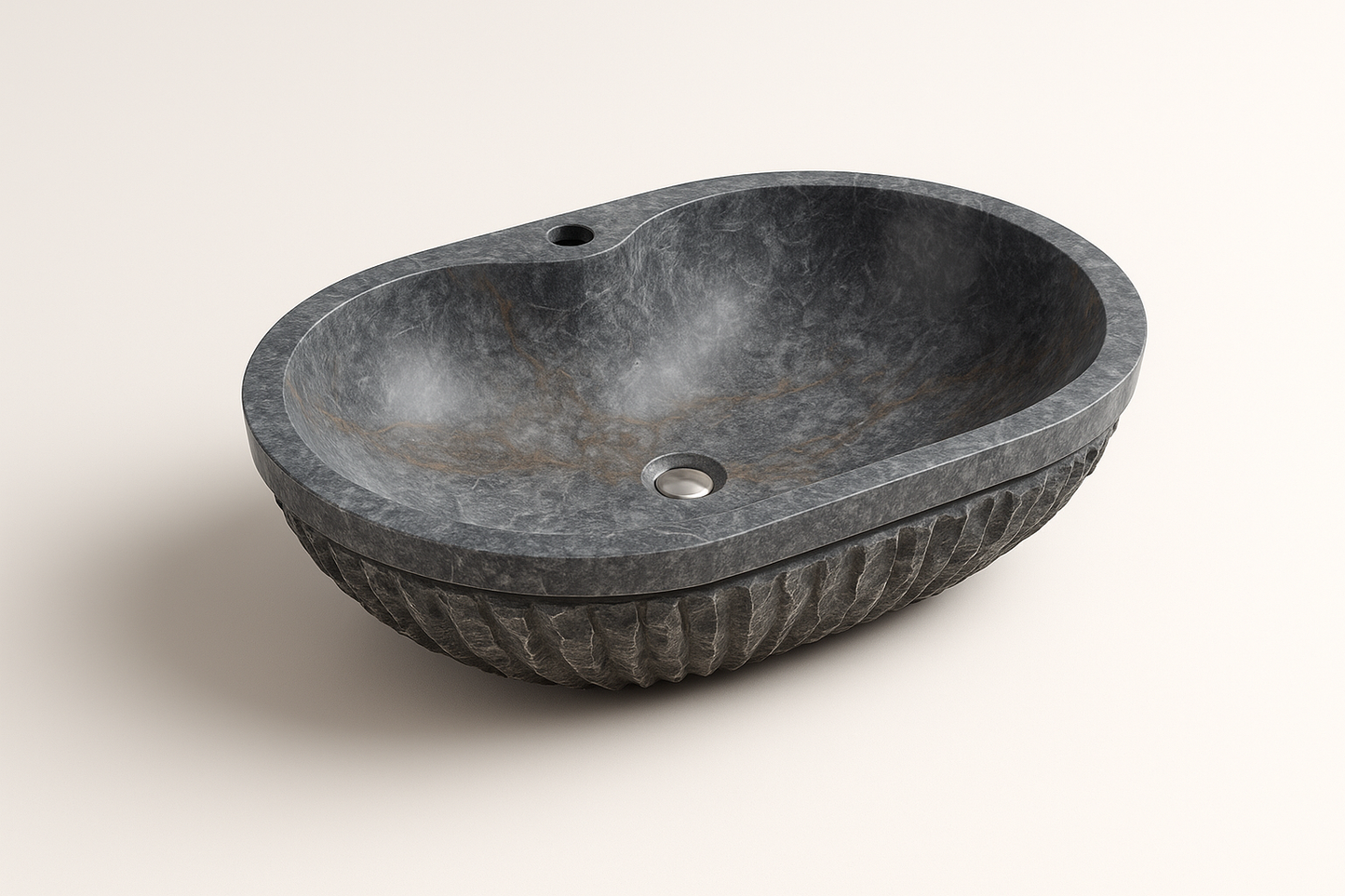 ROCCA Night Grey Marble Sink – Hand-Carved Countertop Bathroom Basin