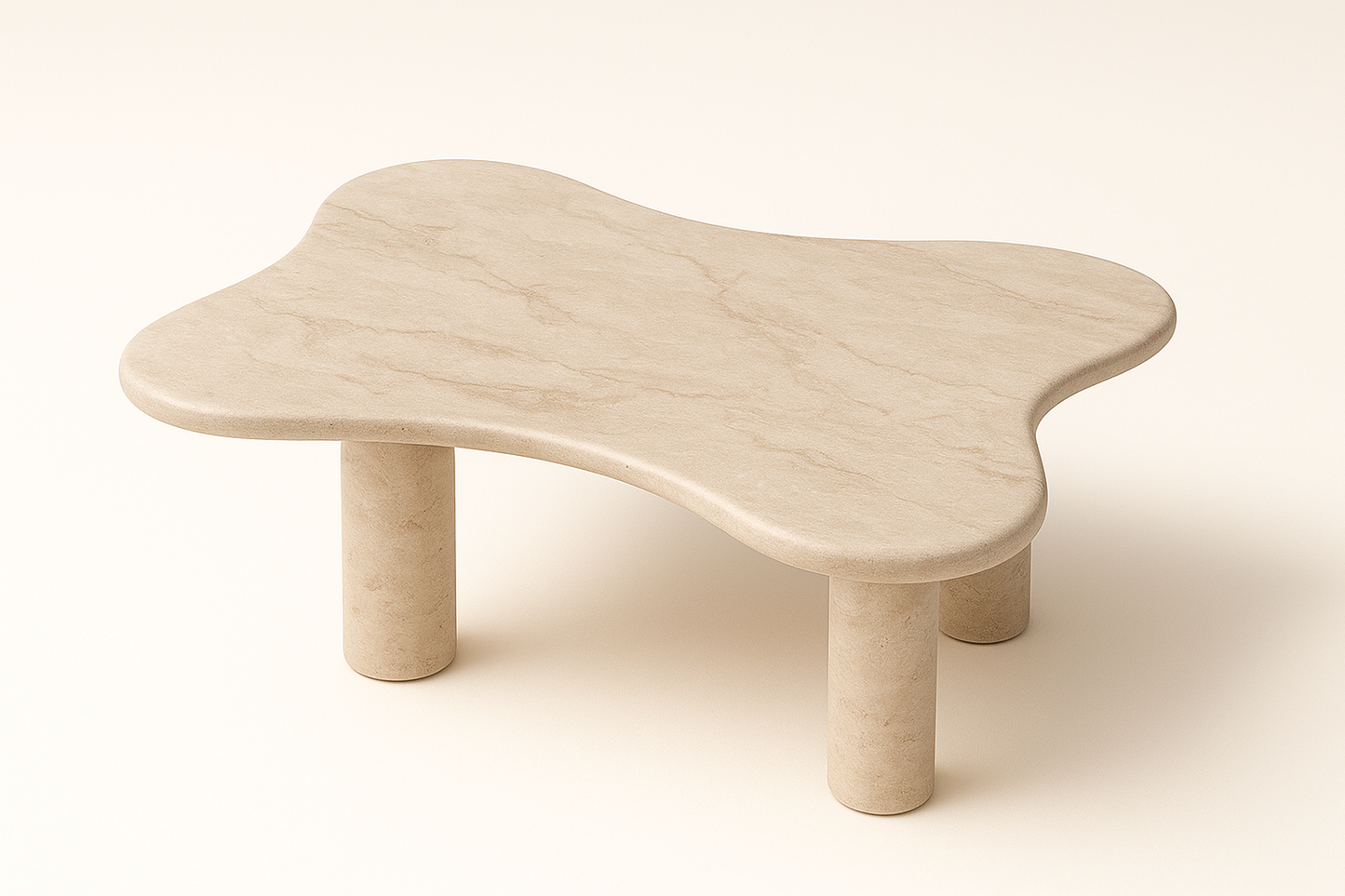 ONDURA Beige Marble Coffee Table – Organic Wave-Form Sculptural Design