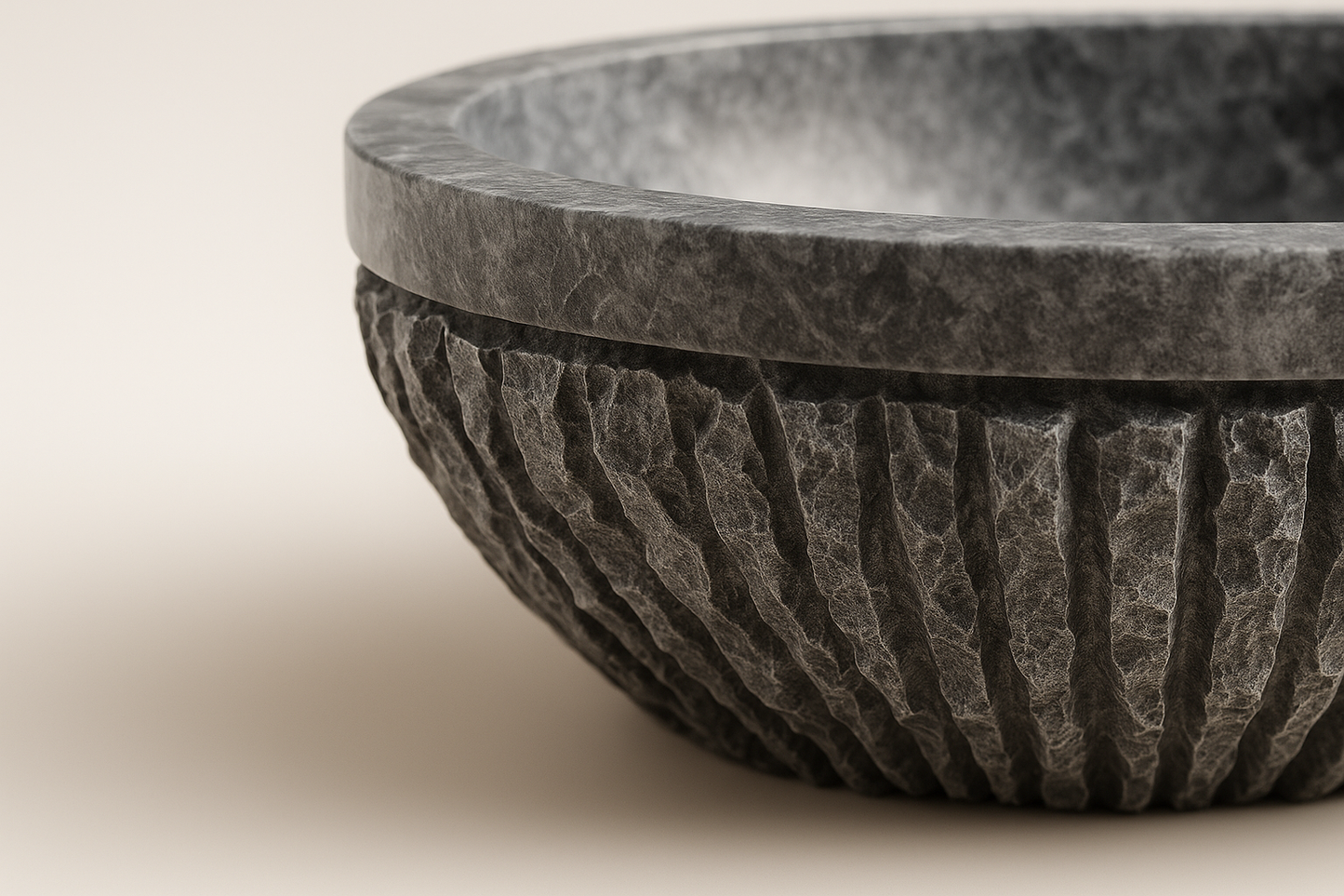 ROCCA Night Grey Marble Sink – Hand-Carved Countertop Bathroom Basin
