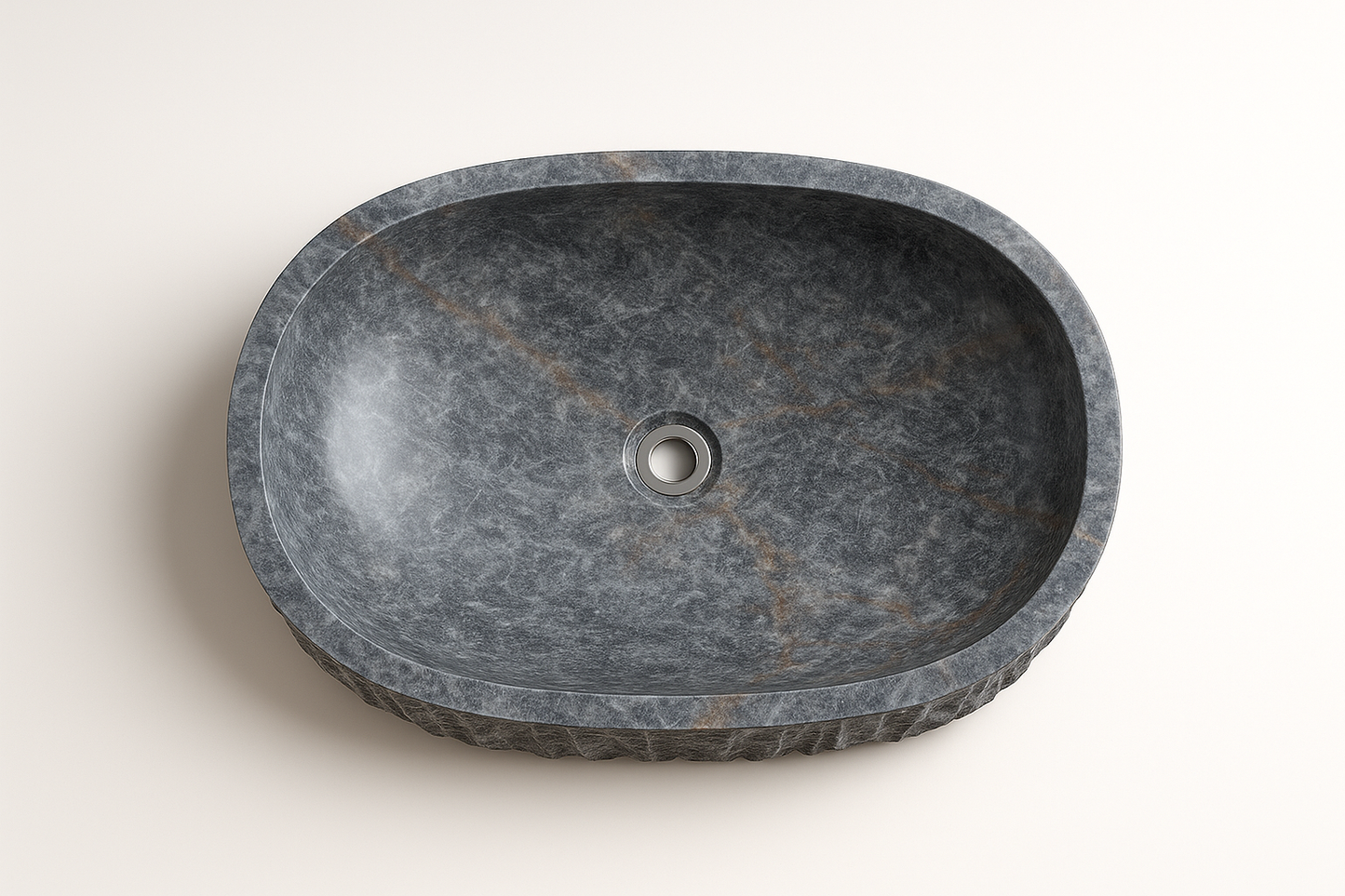 ROCCA Night Grey Marble Sink – Hand-Carved Countertop Bathroom Basin