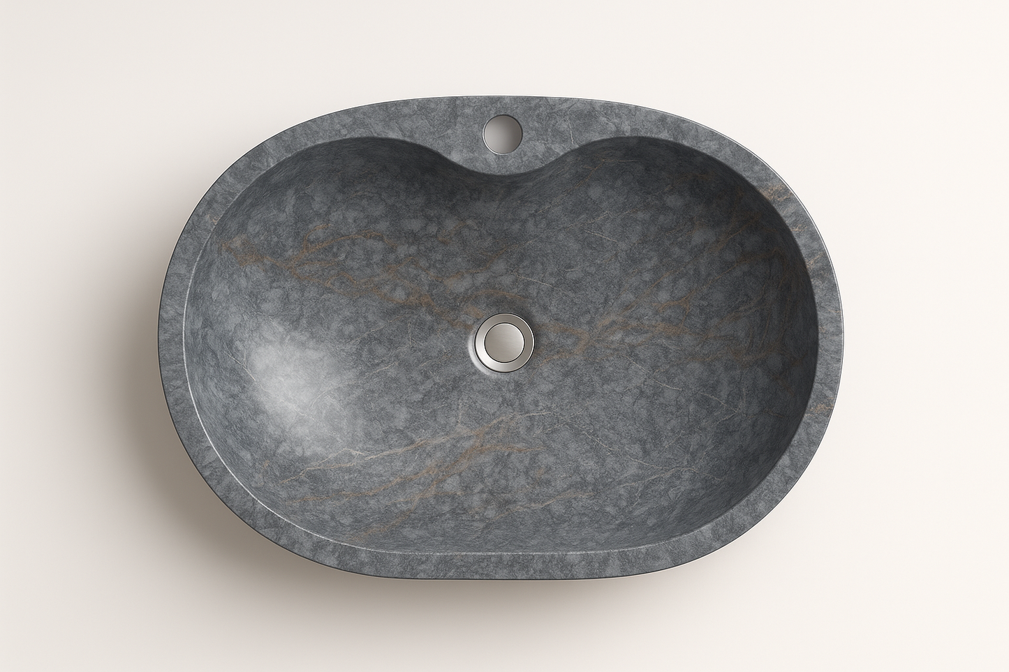 ROCCA Night Grey Marble Sink – Hand-Carved Countertop Bathroom Basin